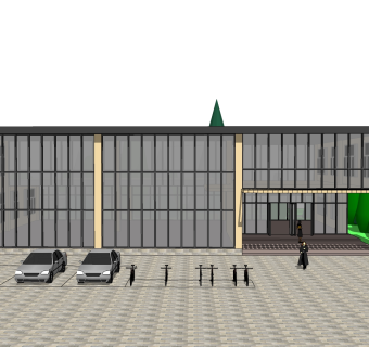 现代售楼处建筑方案草图大师模型，售楼部建筑sketchup模型免费下载