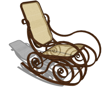 中式实木摇椅户外椅免费su模型，实木摇椅户外椅草图大师模型