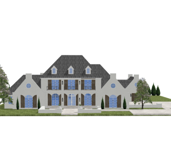 美式别墅草图大师模型，别墅SKB文件下载