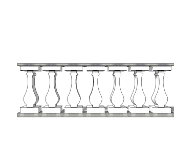 欧式阳台栏杆su模型下载、阳台栏杆草图大师模型下载
