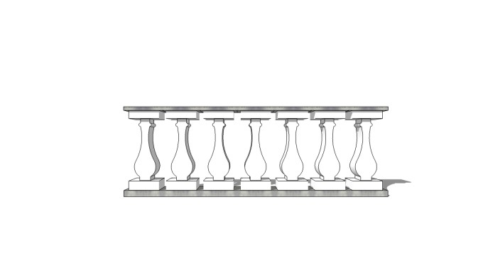 欧式阳台栏杆su模型下载、阳台栏杆草图大师模型下载