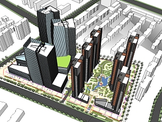现代办公综合体与住宅的模型 阳光海岸