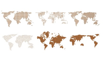 现代世界地图墙饰挂件su模型下载、世界地图墙饰挂饰草图大师模型下载