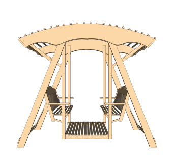 中式实木秋千吊椅su模型下载，吊椅草图大师模型