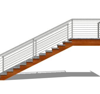现代大理石单跑楼梯草图大师模型，大理石单跑楼梯sketchup模型免费下载