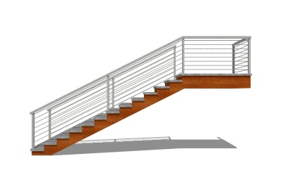 现代大理石单跑楼梯草图大师模型，大理石单跑楼梯sketchup模型免费下载