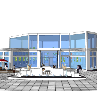 现代售楼处建筑方案草图大师模型，建筑构件sketchup模型免费下载