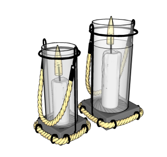 古灯油灯sketchup模型下载，煤油灯草图大师模型分享