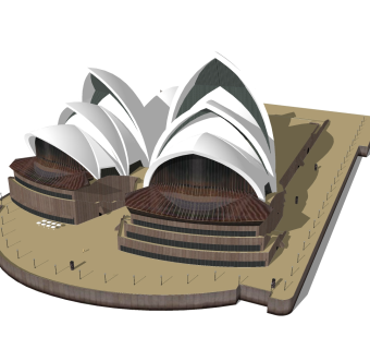 现代悉尼歌剧院外观草图大师模型，sketchup模型免费下载