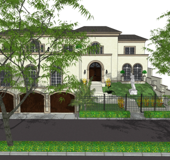 欧式别墅SU模型，别墅SKP模型下载
