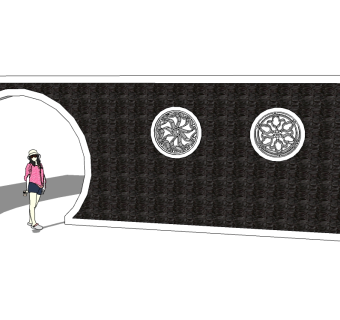 现代景观墙SU模型下载，景观墙skb模型分享