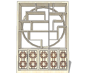 中式博古架家具模型草图大师模型，博古架sketchup模型下载