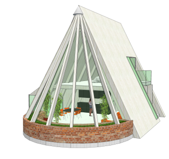 现代独栋别墅草图大师模型下载，别墅外观sketchup模型分享