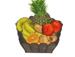 现代水果组合免费su模型，食品草图大师模型下载