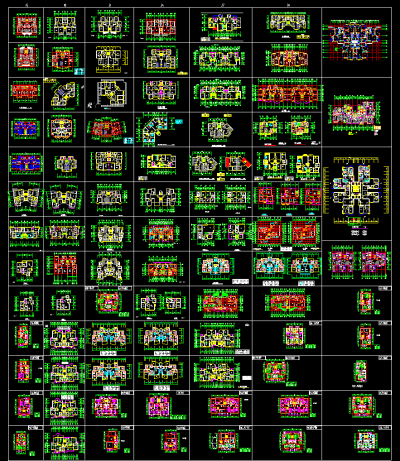 百余种住宅户形平面施工图，户型图CAD施工图纸下载