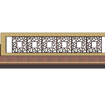中式景观墙skp文件下载，景观墙SU模型