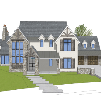 美式别墅草图大师模型，别墅SKB文件下载