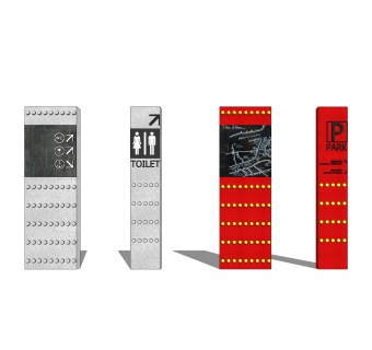 中式指示牌免费su模型，标识牌草图大师模型下载