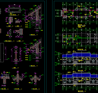 仿古管理用房亭廊建筑施工图，亭廊CAD建筑图纸下载