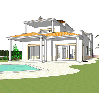 欧式独栋别墅草图大师模型，sketchup别墅su模型下载