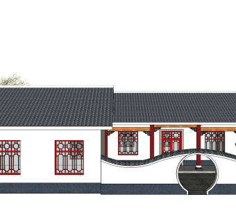 中式别墅su模型下载、中式别墅草图大师模型下载