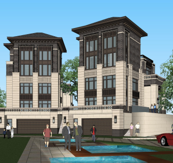 中式别墅乡村su模型下载、中式别墅乡村草图大师模型下载