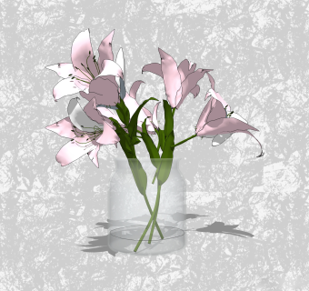 麝香百合花瓶插花su模型，花艺草图大师模型下载