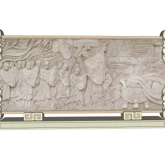 中式祭祀壁画雕塑su模型,摆件草图大师模型下载