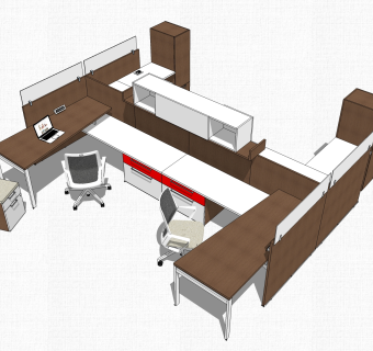 现代隔断办工桌草图大师模型，办工桌sketchup模型下载