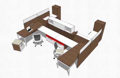 现代隔断办工桌草图大师模型，办工桌sketchup模型下载