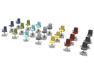 现代简约<em>办公</em>椅组合sketchup模型，<em>办公</em>椅skp模型下载