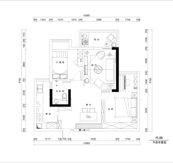 祥细家装户型图三居CAD，免费下载