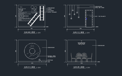 某电影主题餐厅室内装修，餐饮CAD施工图下载