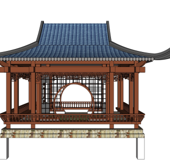 中式水榭草图大师模型下载、水榭su模型下载