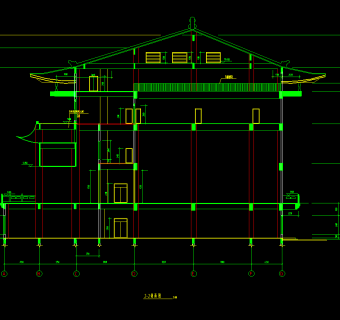 静音寺建筑CAD施工图，寺庙CAD建筑图纸下载