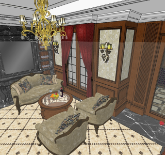 精品别墅酒窖SU模型下载