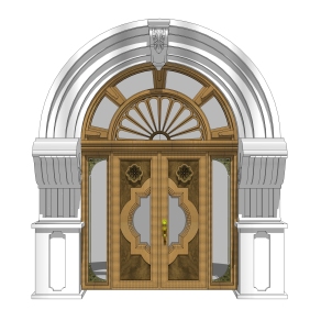 现代欧式门草图大师模型，欧式门SU模型下载