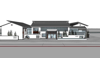 新中式建筑会所模型，sketchup模型免费下载