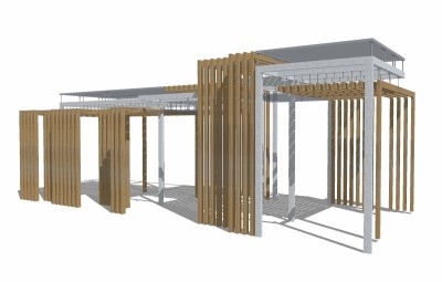 现代造型廊架草图大师模型，造型廊架sketchup模型下载