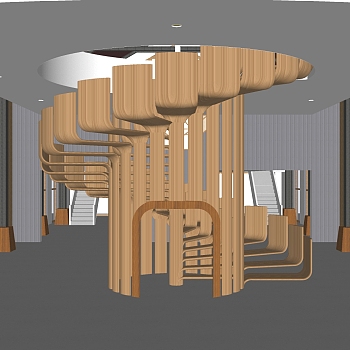 现代木制楼梯草图大师模型下载