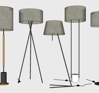 现代金属落地灯组合su模型下载、金属落地灯组合草图大师模型下载