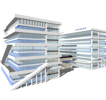 现代办公楼草图大师模型，办公楼sketchup模型免费下载