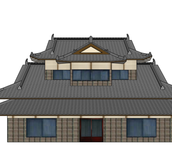 日式古建阁楼免费su模型下载、古建阁楼草图大师模型下载