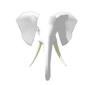 现代象头墙饰su模型,摆件草图大师模型下载