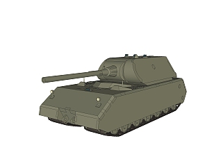 德国八号maus鼠式坦克sketchup模型，坦克草图大师模型下载
