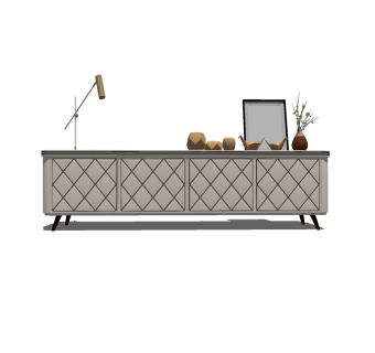 现代轻奢电视柜草图大师模型，电视柜su模型下载