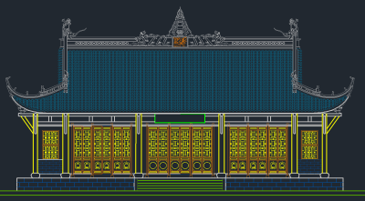古建筑殿阁CAD设计图，殿阁CAD建筑图纸下载