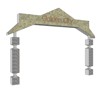 现代简约风格入口大门su模型下载，sketchup入口大门草图大师模型