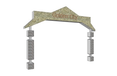 现代简约风格入口大门su模型下载，sketchup入口大门草图大师模型