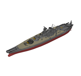 现代日本大和级Musashi武藏号战列舰草图大师模型，战列舰su模型下载